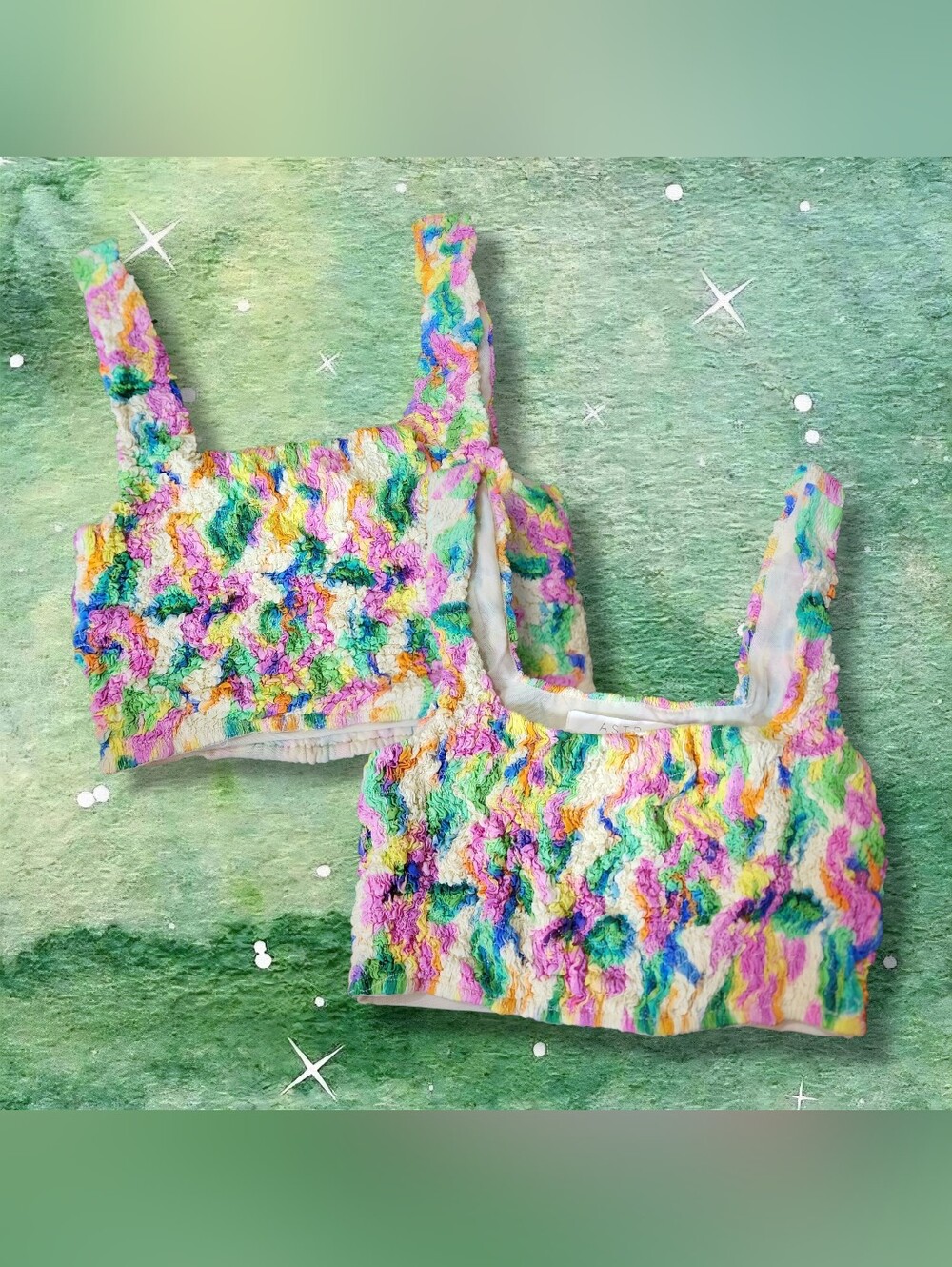 Astr Multicolor Pastel Textured Crop Top